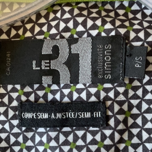 LE31  Black and White Casual Button Down Shirt - Picture 4 of 4